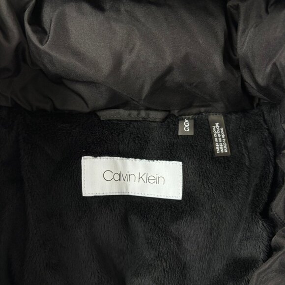 Calvin Klein Women’s Black Hooded Winter Coat Puffer Jacket Size Large - Picture 7 of 15